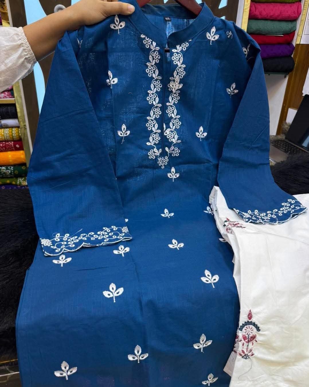 Cotton Embroidery Two Piece