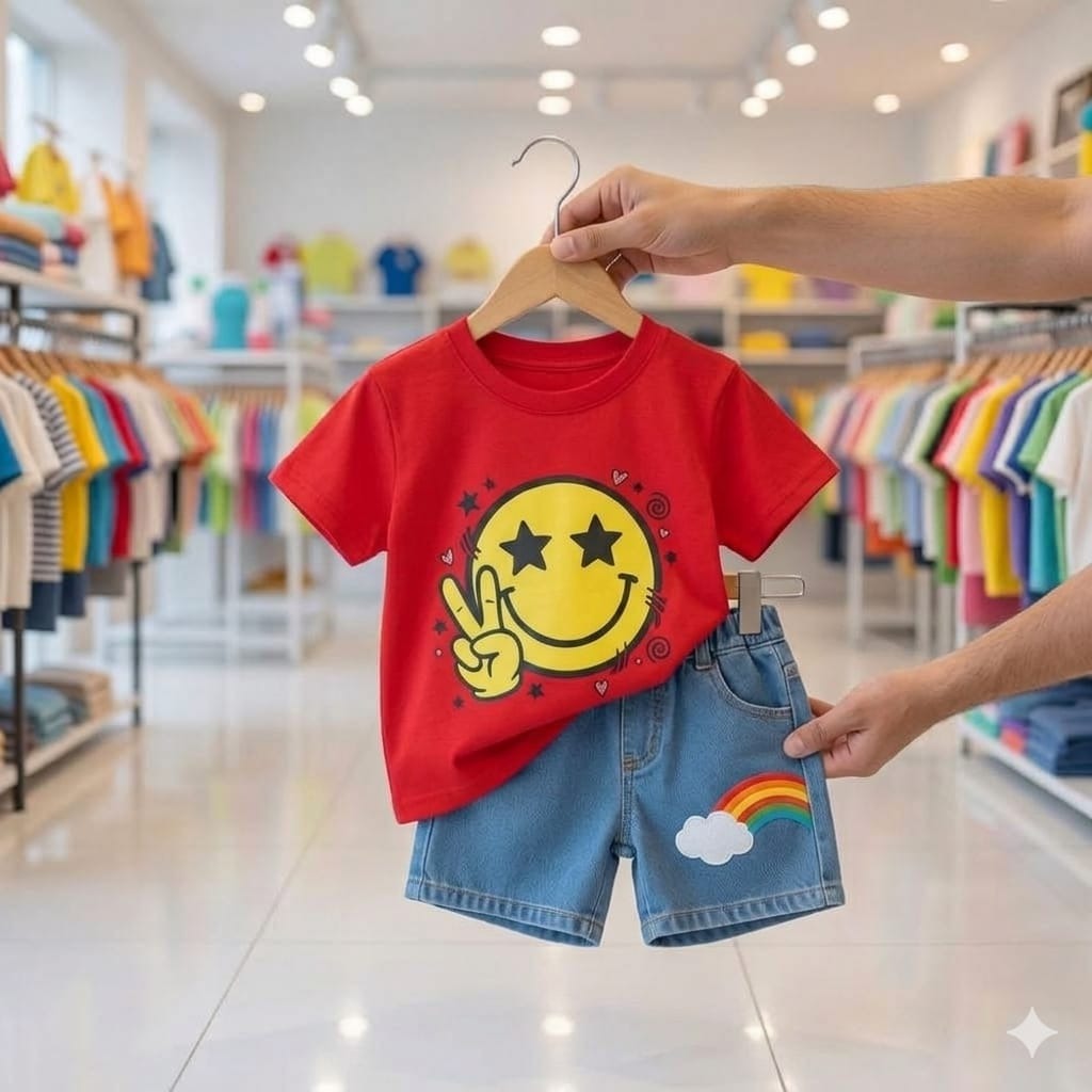 Kids Tshirt and Denim Short Pant Set