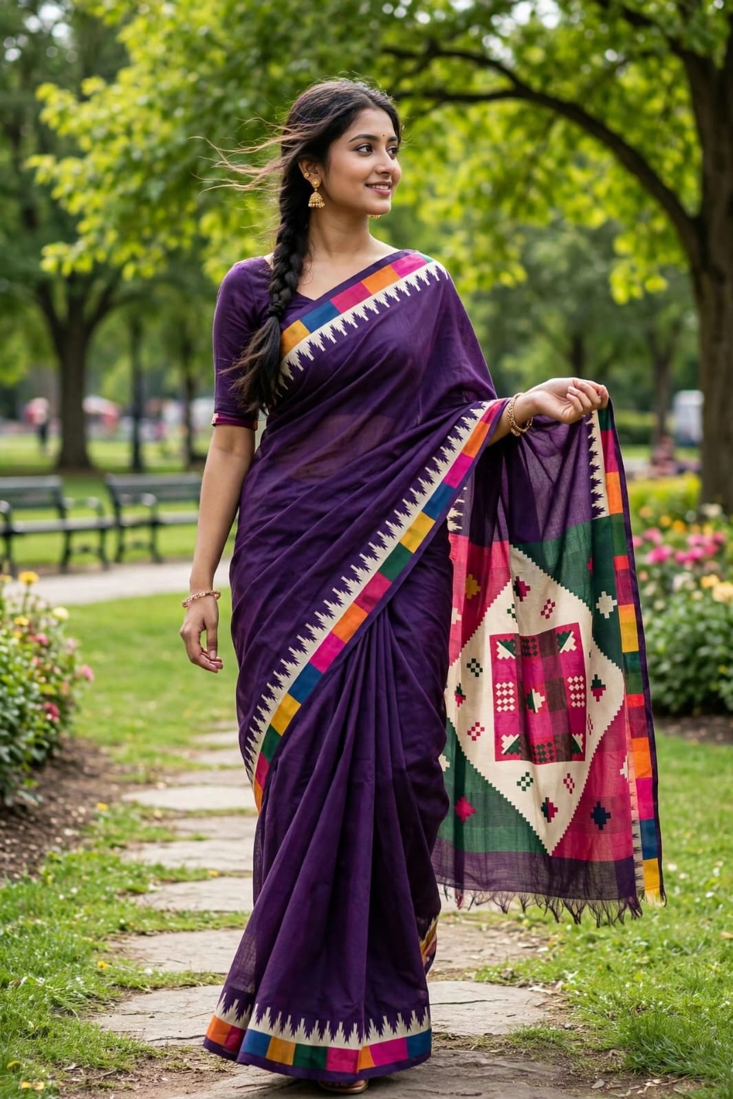 Chanderi Silk Saree With Blause Pcs - Image 2