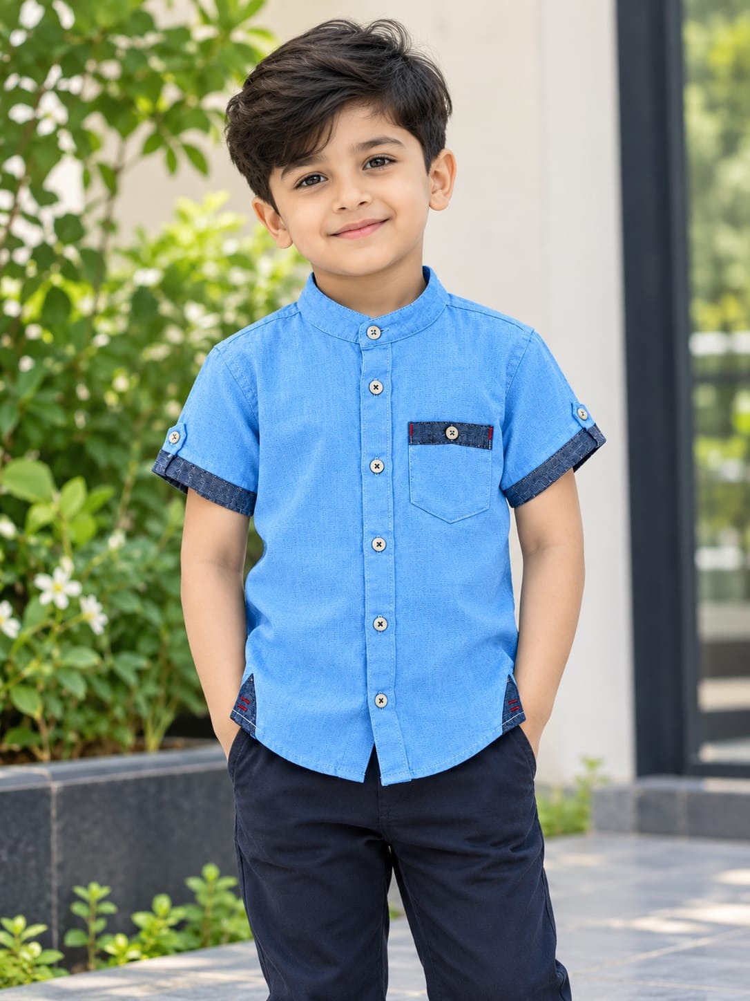 Boys Half Sleeve Cotton Shirt - Image 1