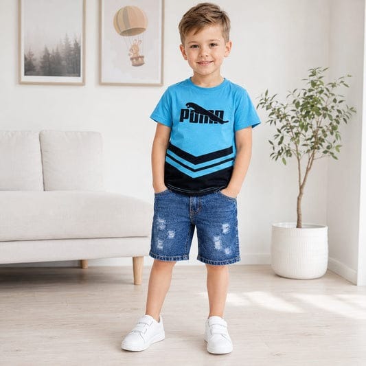 Kids Tshirt and Denim Short Pant Set