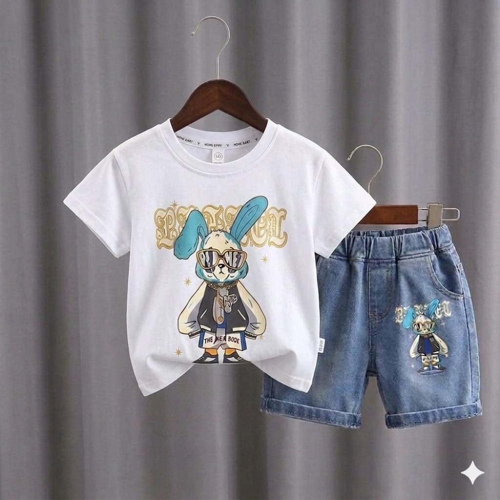 Kids Tshirt and Denim Short Pant Set