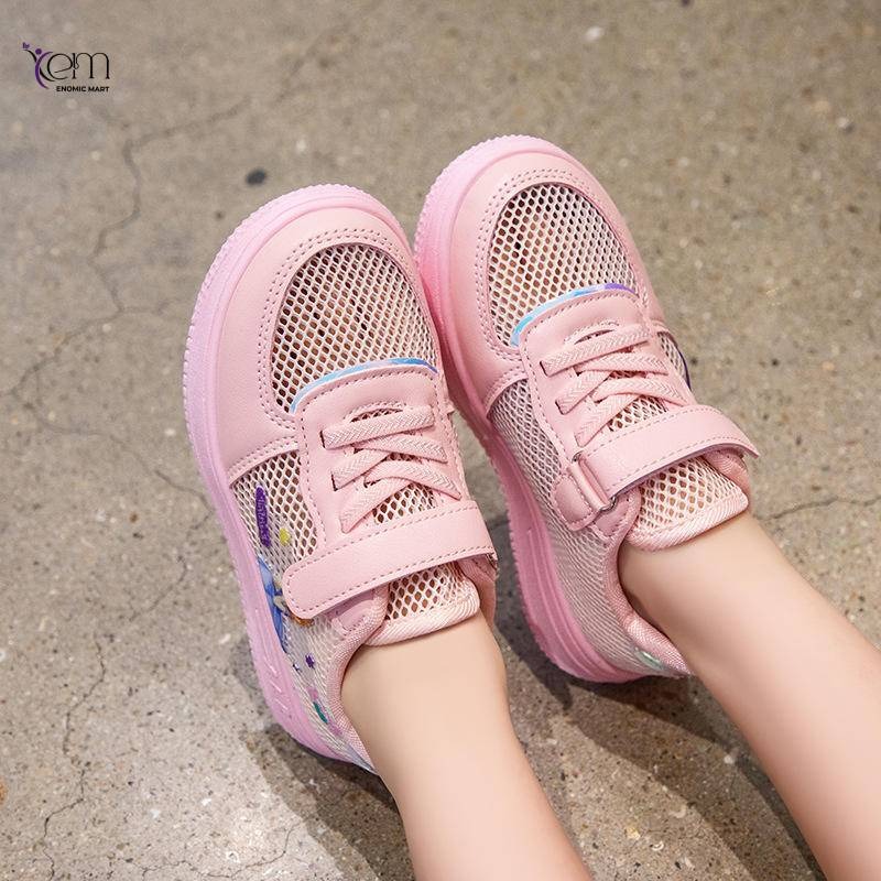 Factory Wholesale Custom Logo Girls' Mesh Upper Casual Sneaker thumbnail 2
