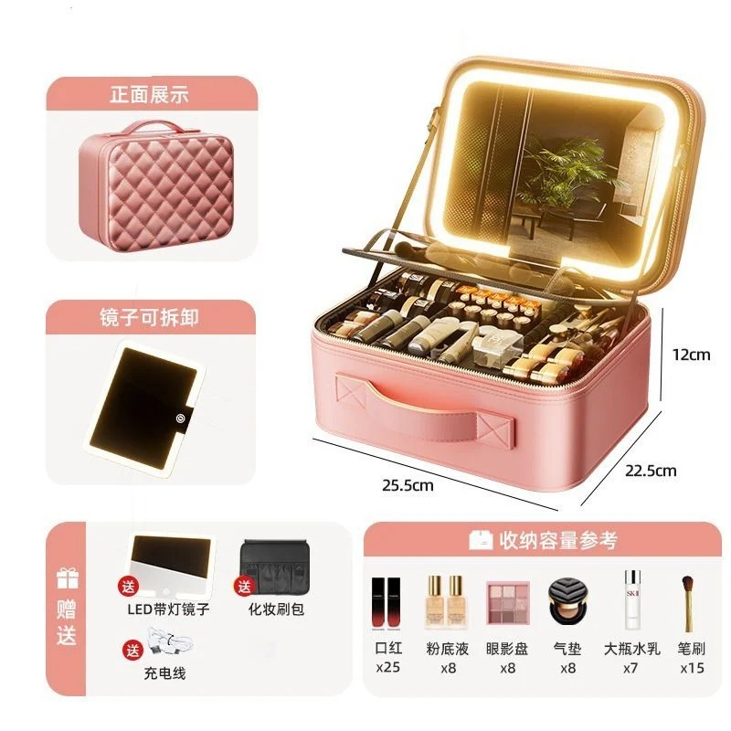 LED-Illuminated Leather Folding Makeup thumbnail 4