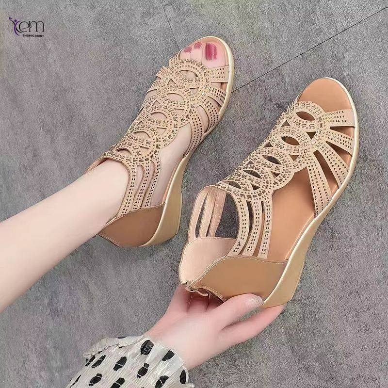 Soft Leather Roman Summer New Sole Shoes Heels thumbnail 2