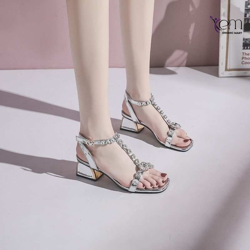 new summer style, versatile, elegant chunky heel thumbnail 2