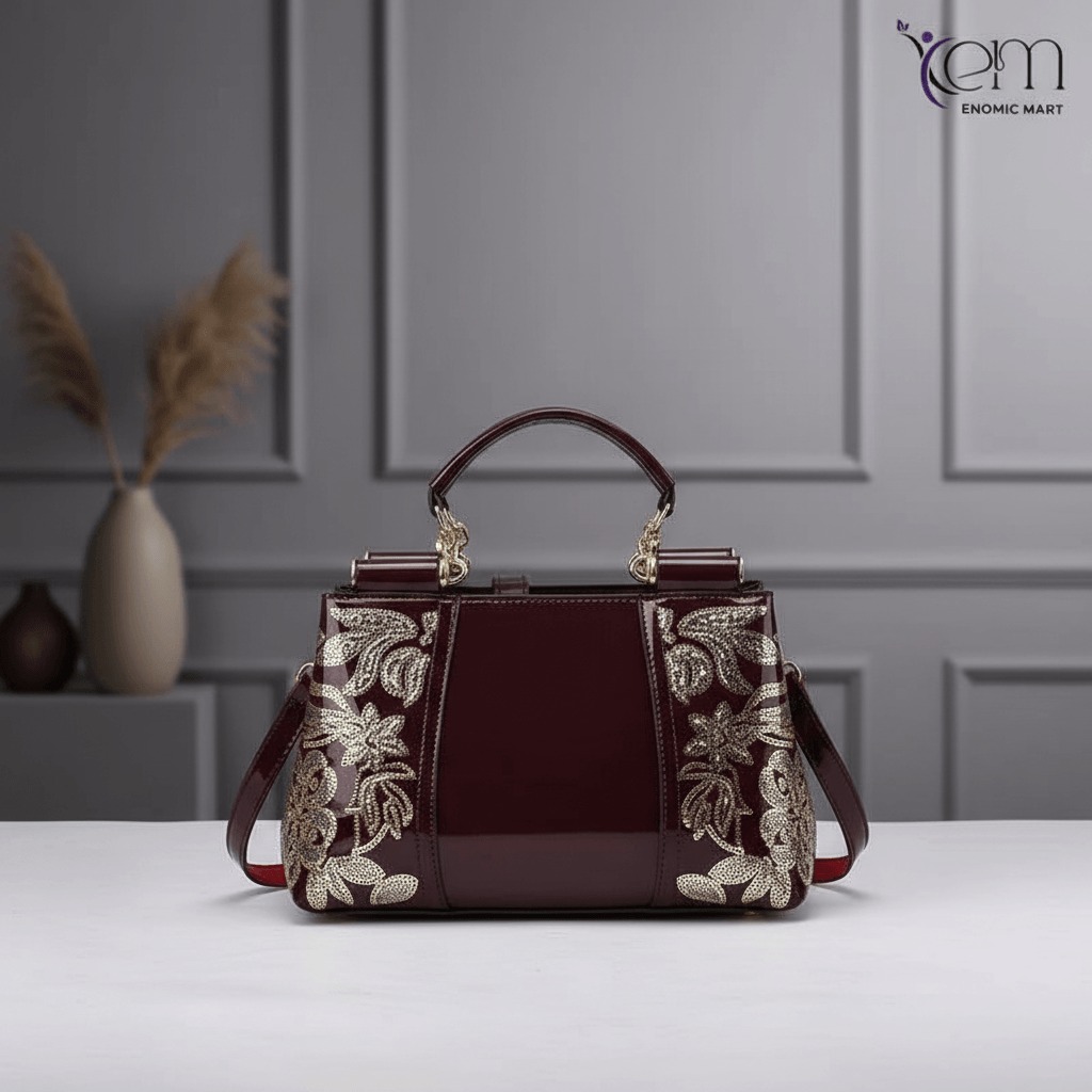 Handle Tote Bag Bright Leather New Solid Color Versatile thumbnail 5