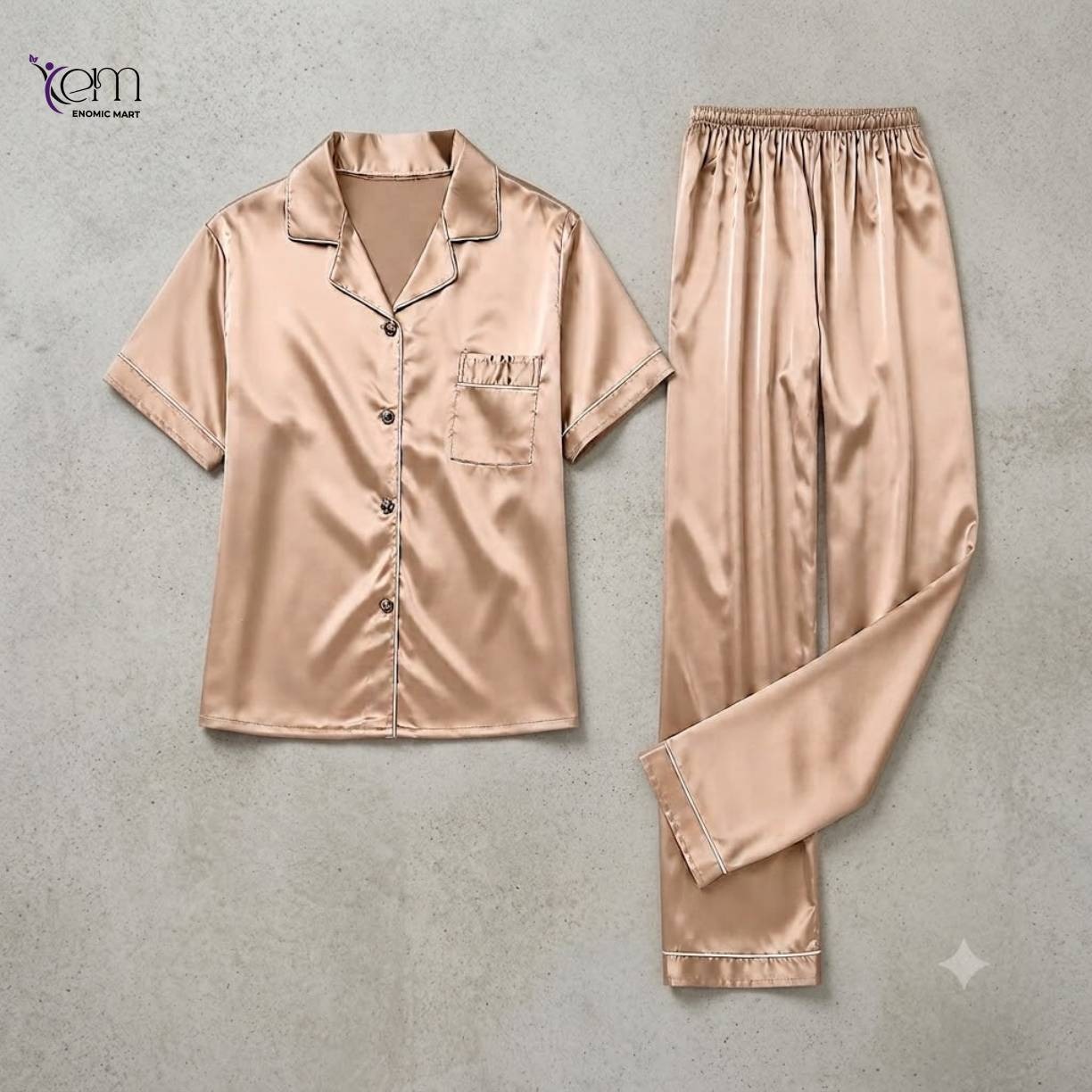 Women's Satin Silk Sleepwear Short Sleeve Pajamas thumbnail 5