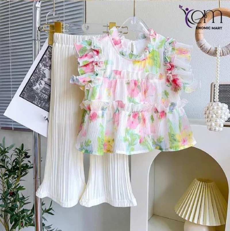 New Arrival Girl's Casual Summer Floral Two-Piece