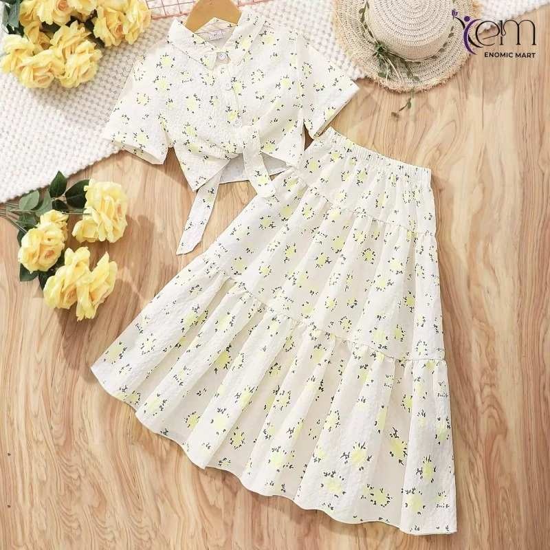 New Fashion Kids Girl Casual Floral off Shoulder Top High