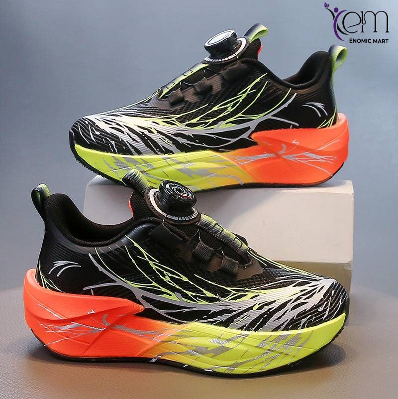 Boys Casual Rotating Button Girls Running Kids Fashion Mesh Shoes