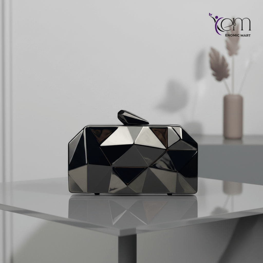 Gold Evening Bag Geometric Acrylic Clutch Purse Women thumbnail 3