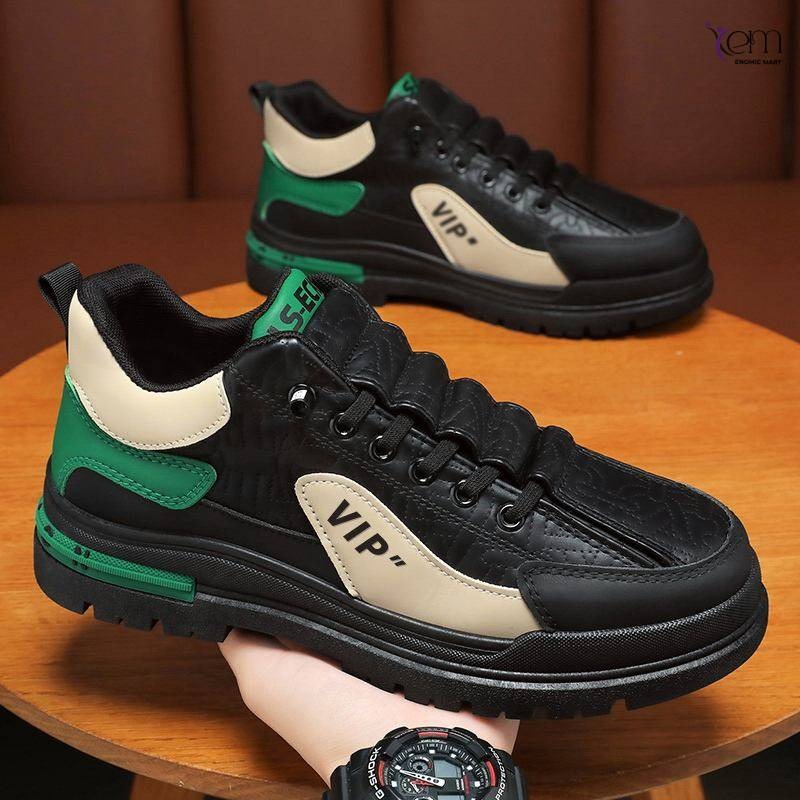 Men's Leather Waterproof Non-slip Walking Sneakers