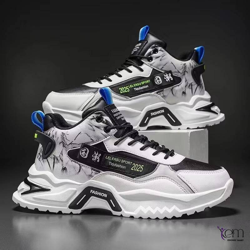 Trendy Men's High-Top Casual Sneakers
