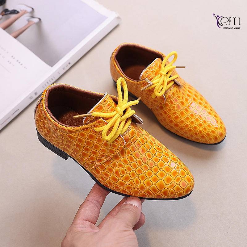 Boys British Style Pointed PU Lace-up Autumn Dress Shoes thumbnail 3