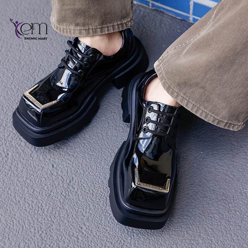 New Arrivals Square-toe Lace-up Leather Shoes