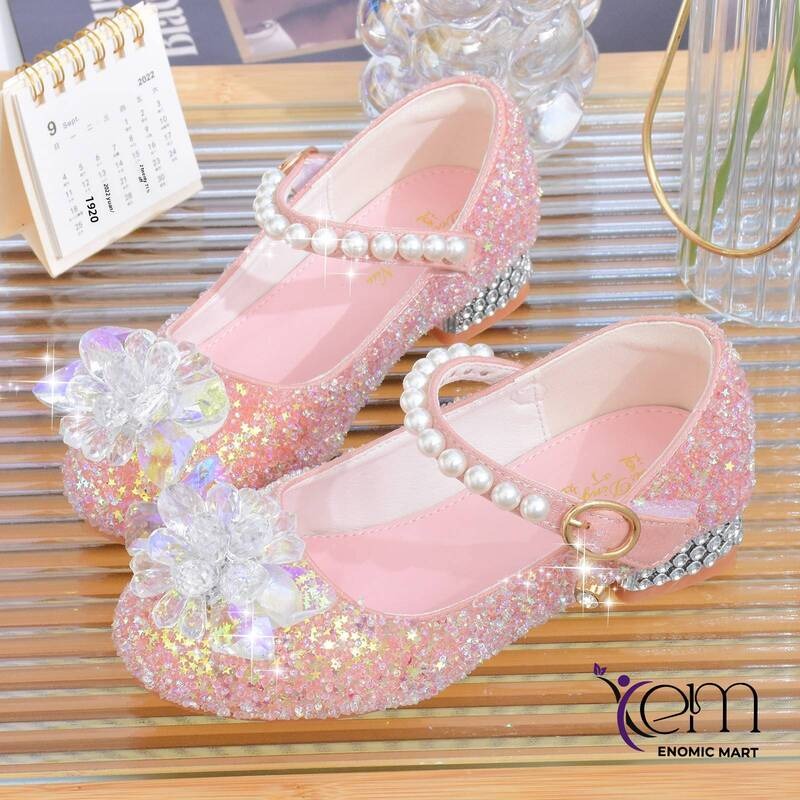 Girls Princess Shoes White PU Upper Hook & Loop Closure thumbnail 2