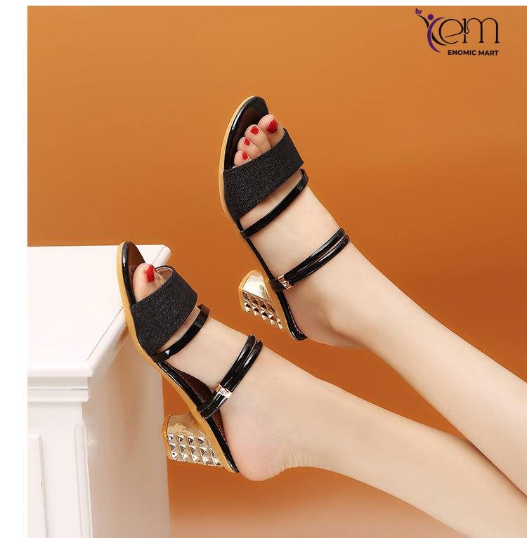 Roman Style Gladiator Sandals Chunky Heels