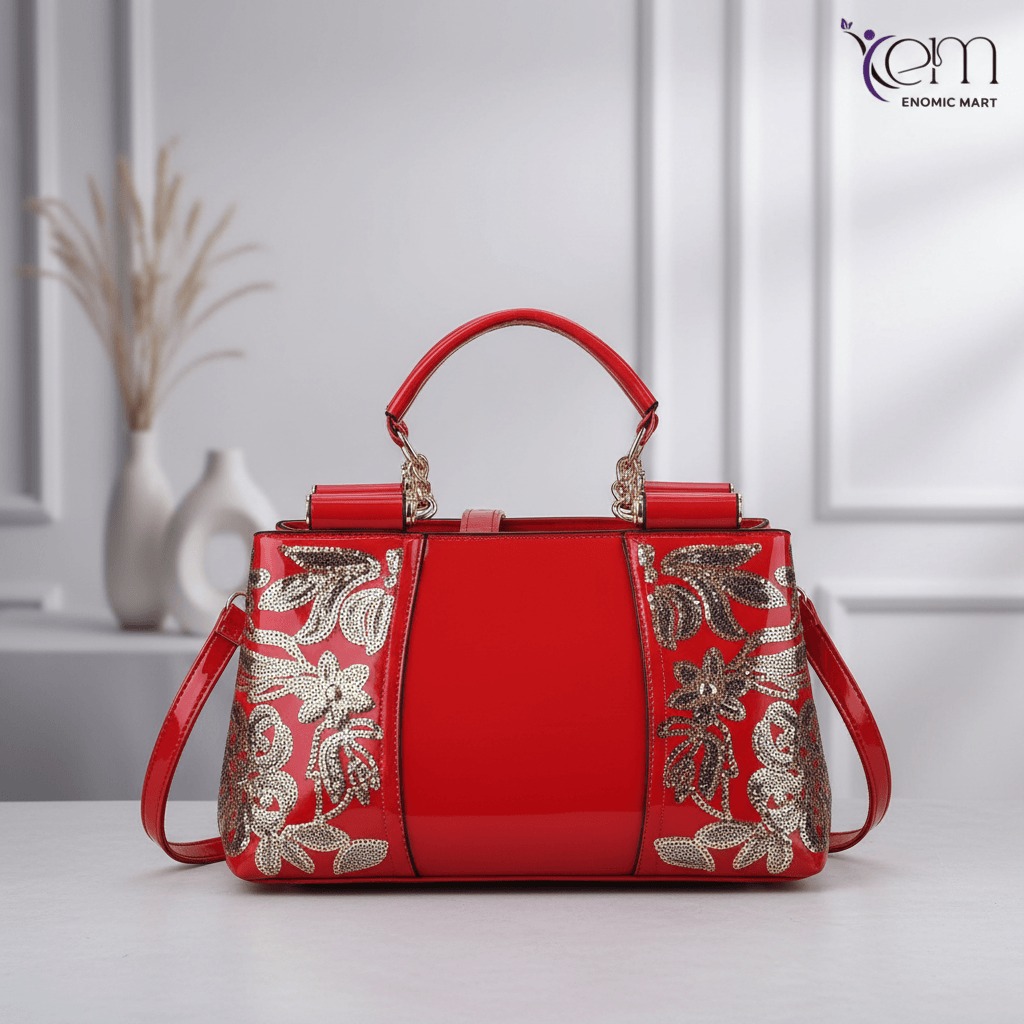 Handle Tote Bag Bright Leather New Solid Color Versatile thumbnail 3