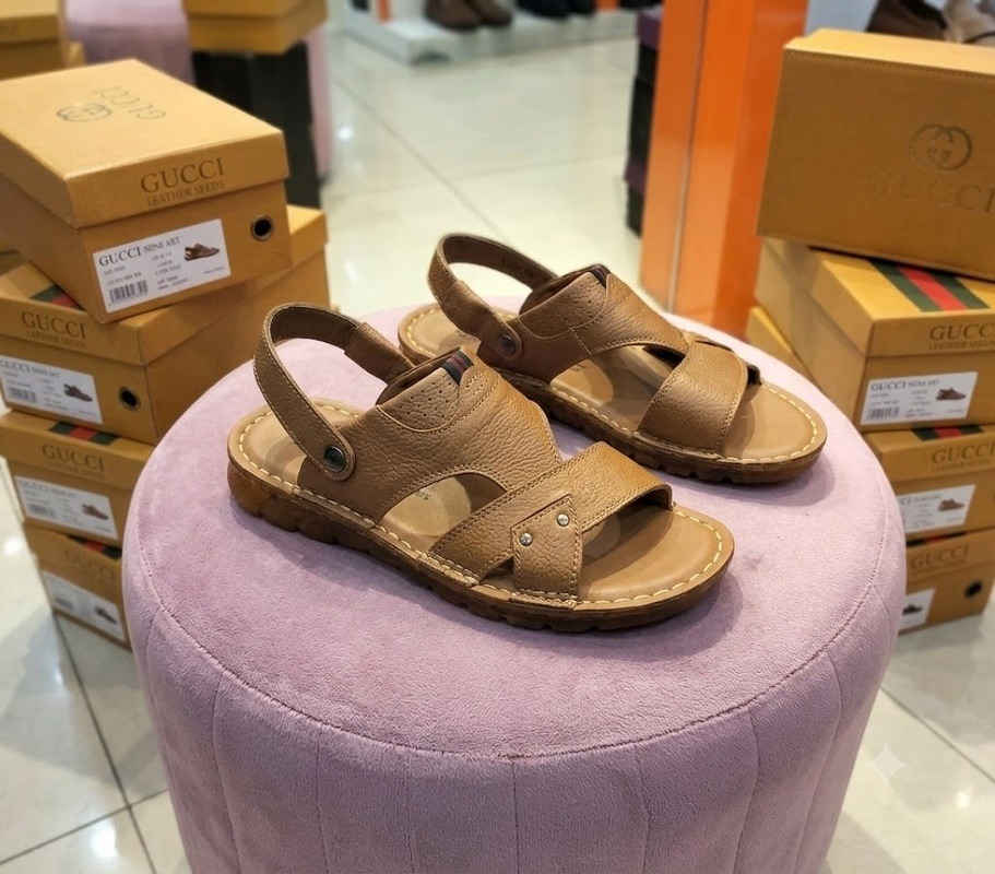 Summer Genuine Leather Mens Sandals Shoes thumbnail 3