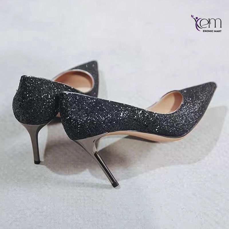 Plus-size Black Korean Style High Heels Red Soles