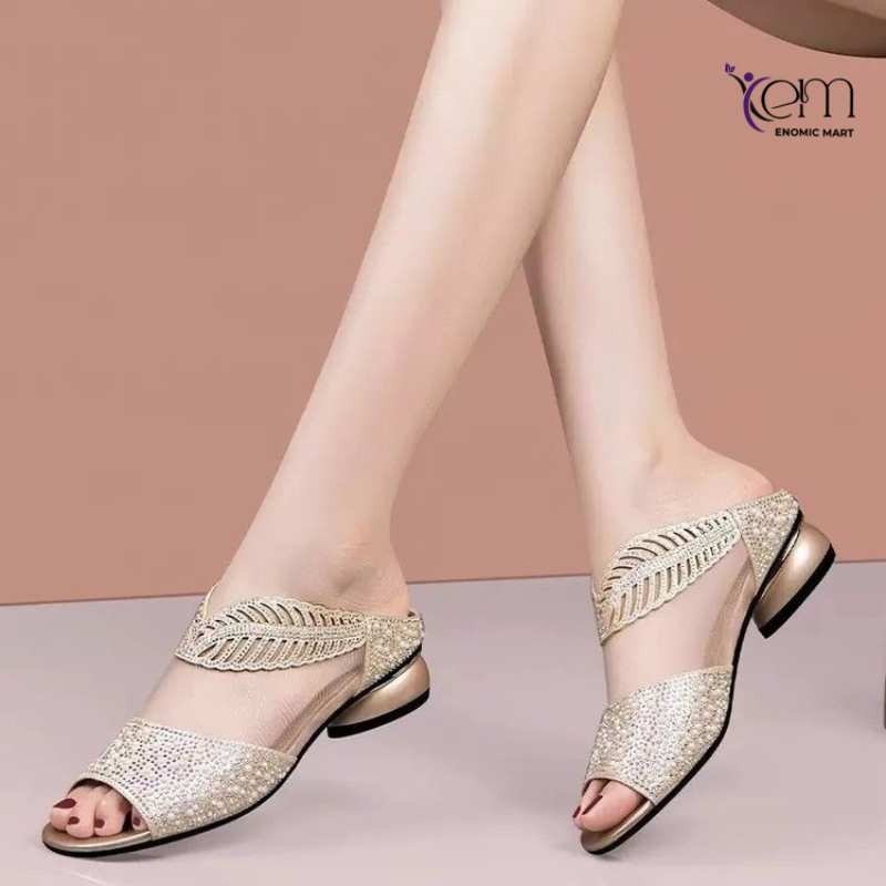 New Arrival Elegant Solid Color Hollow Out Thick Low Heels