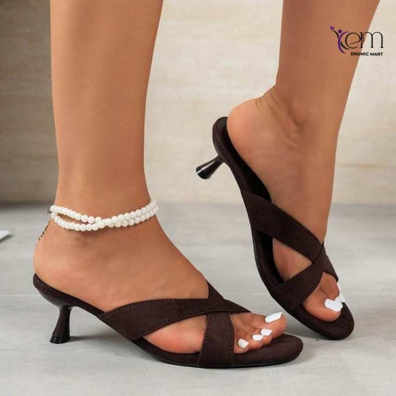 Hot Summer Cross Strap Suede Plus Size Sexy High Heels