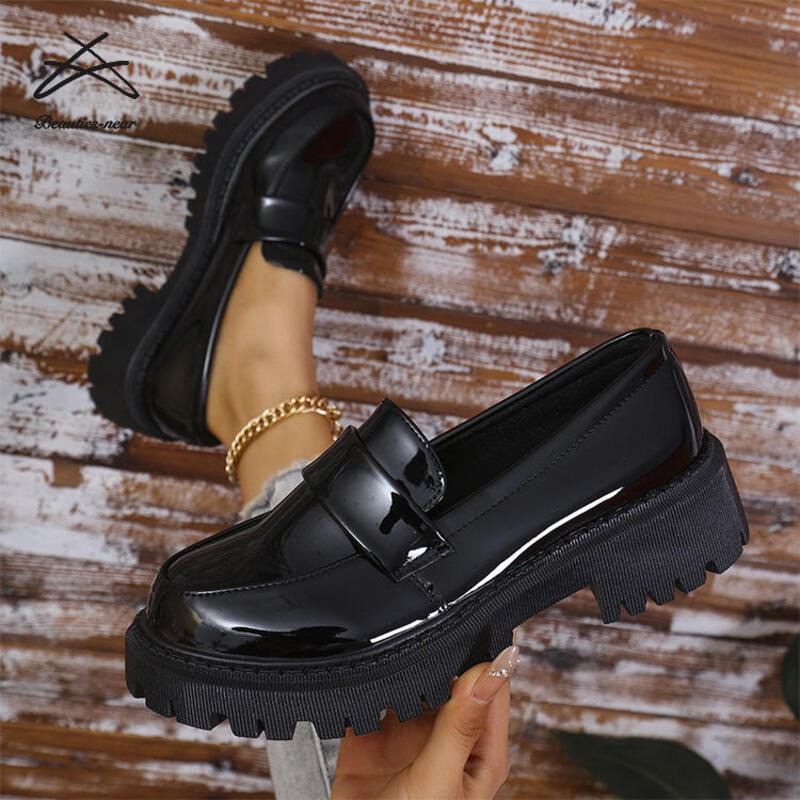 Womens Classic PU Leather Business Loafer Shoes