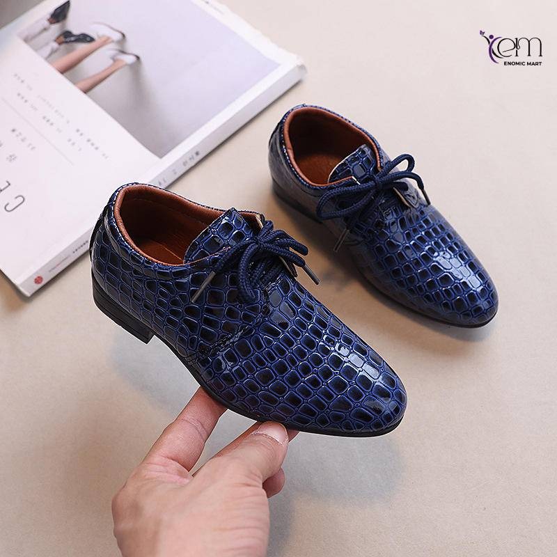 Boys British Style Pointed PU Lace-up Autumn Dress Shoes thumbnail 2