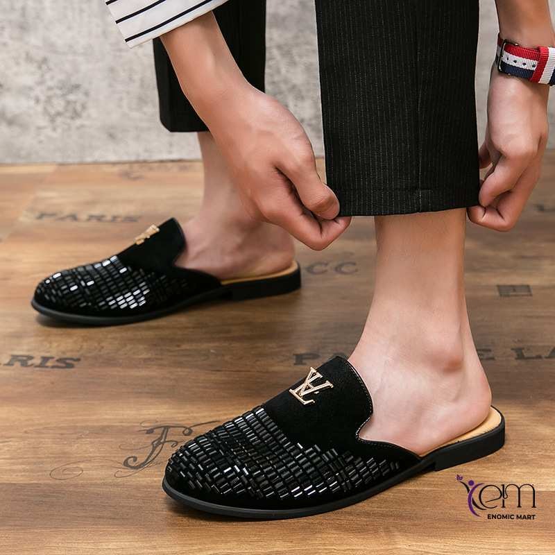 British style men's breathable half-slipper loafers