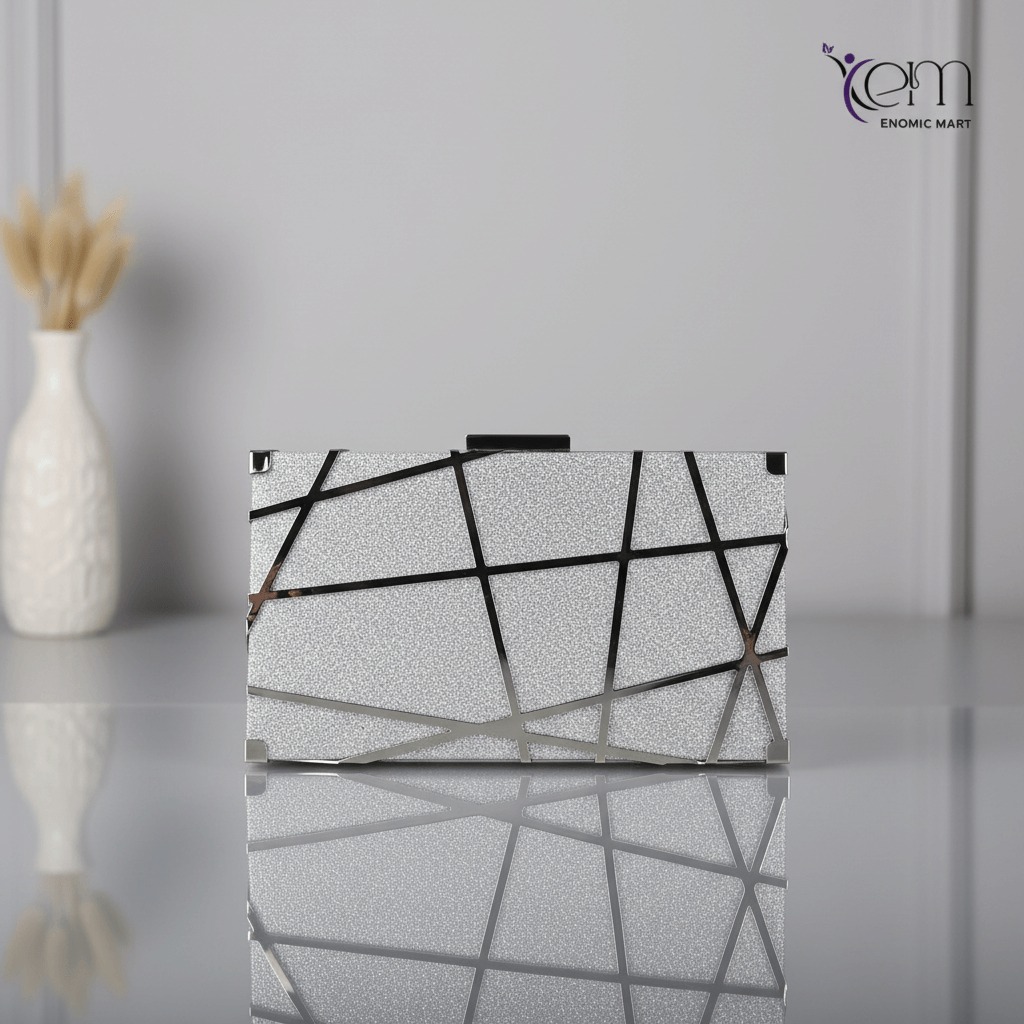 Ladies  Clutch Bag Mini Gold Acrylic Cage Handbag