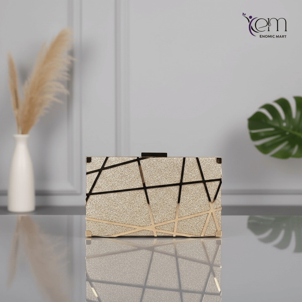 Ladies  Clutch Bag Mini Gold Acrylic Cage Handbag thumbnail 4