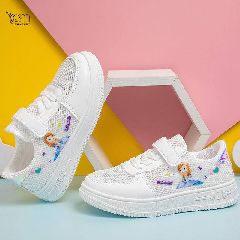 Factory Wholesale Custom Logo Girls' Mesh Upper Casual Sneaker