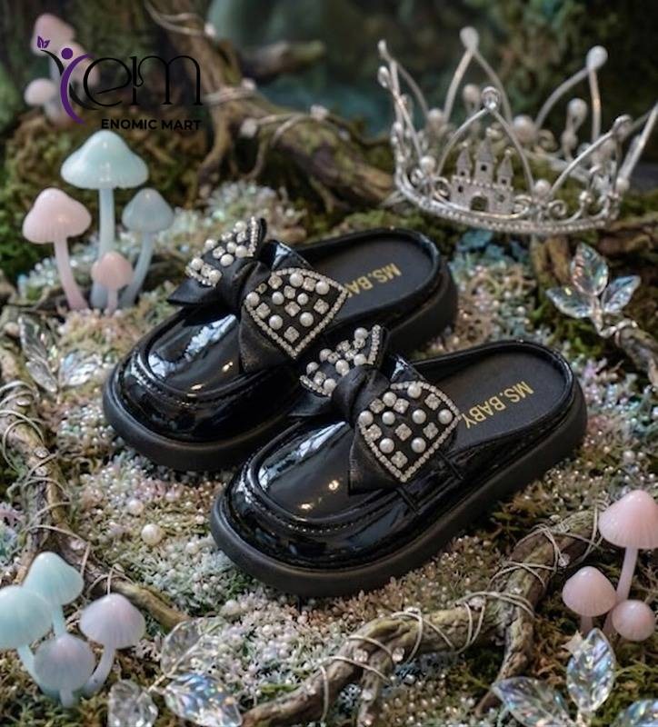 Baby Letter Buckle Bow Princess Slippers
