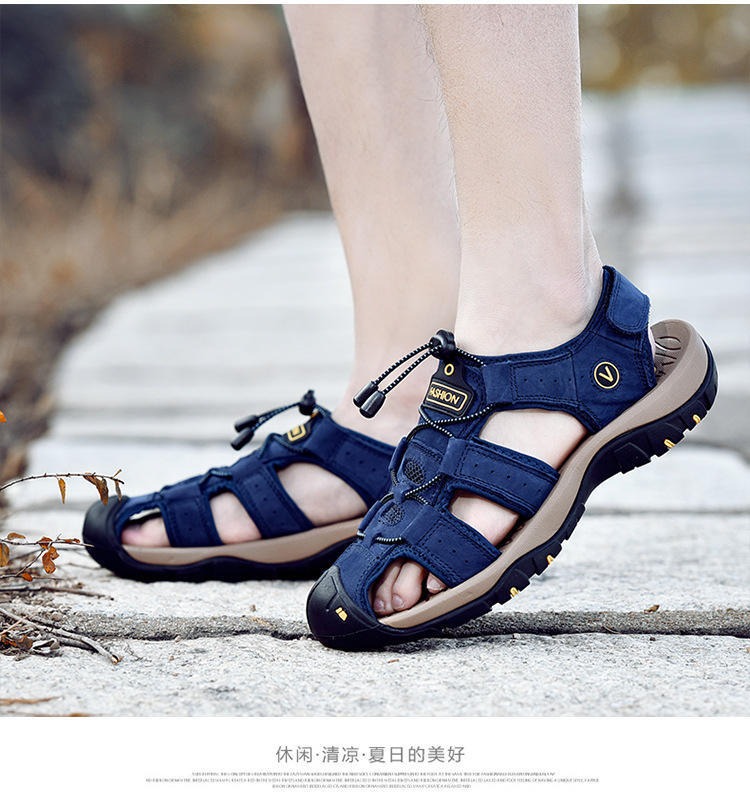 Men's Cow Leather Closed-Toe Beach Sandals slippers thumbnail 4