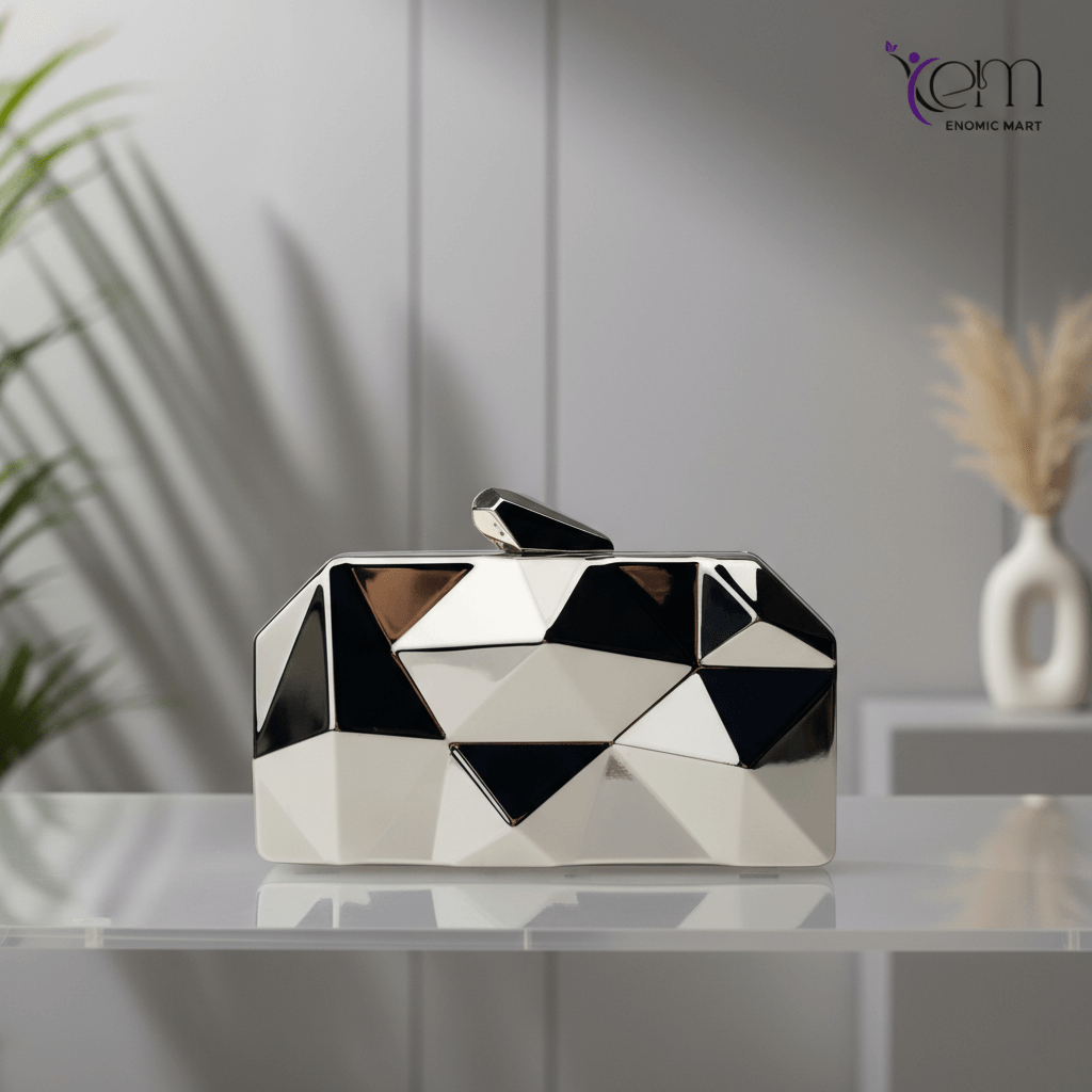 Gold Evening Bag Geometric Acrylic Clutch Purse Women