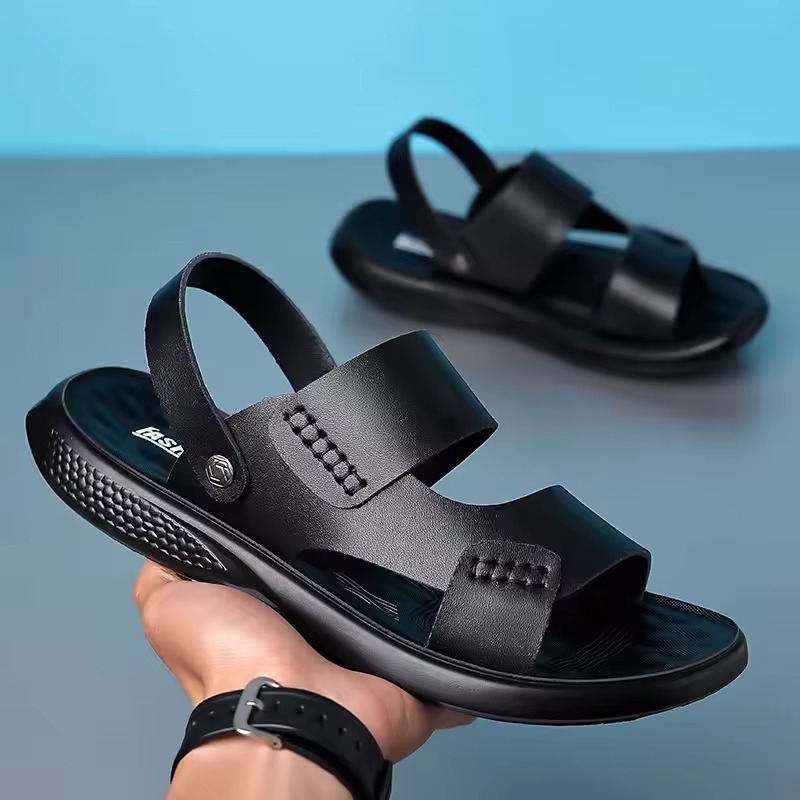 Mens Cow Leather PU Outsole Sandals thumbnail 2