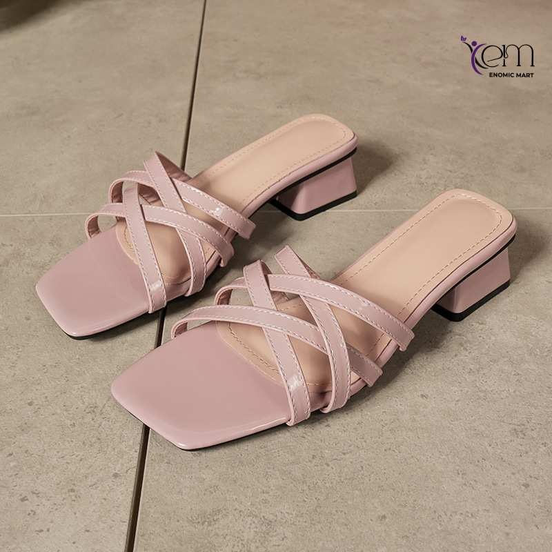 New Chunky Heel Versatile Square Toe Open Toe Sandal