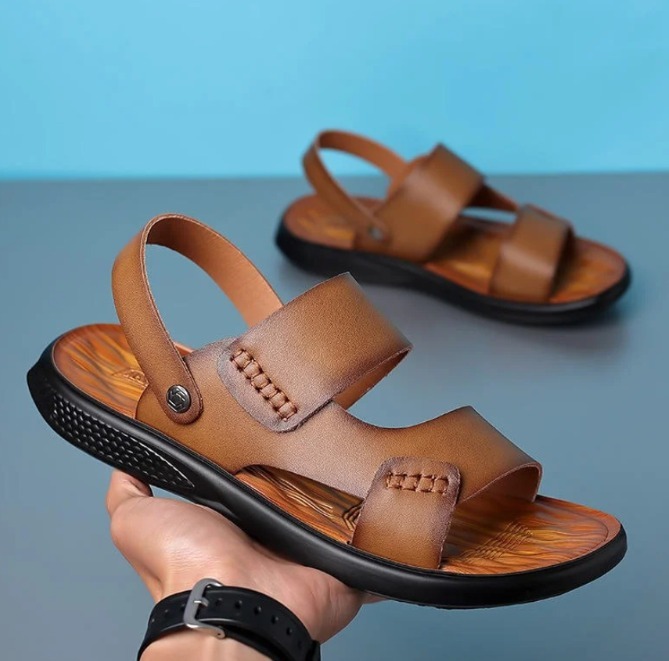 Mens Cow Leather PU Outsole Sandals