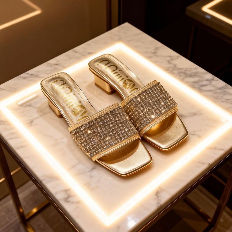 Summer chunky heeled high-heeled slippers
