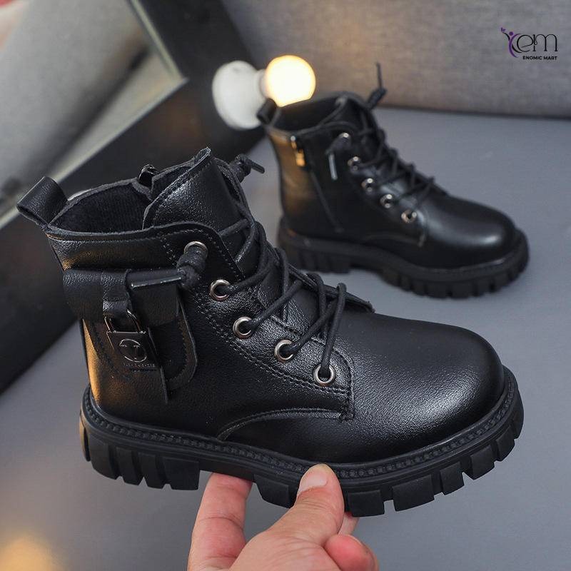 Unisex British Style Short Boots for Kids Autumn and Winter thumbnail 2