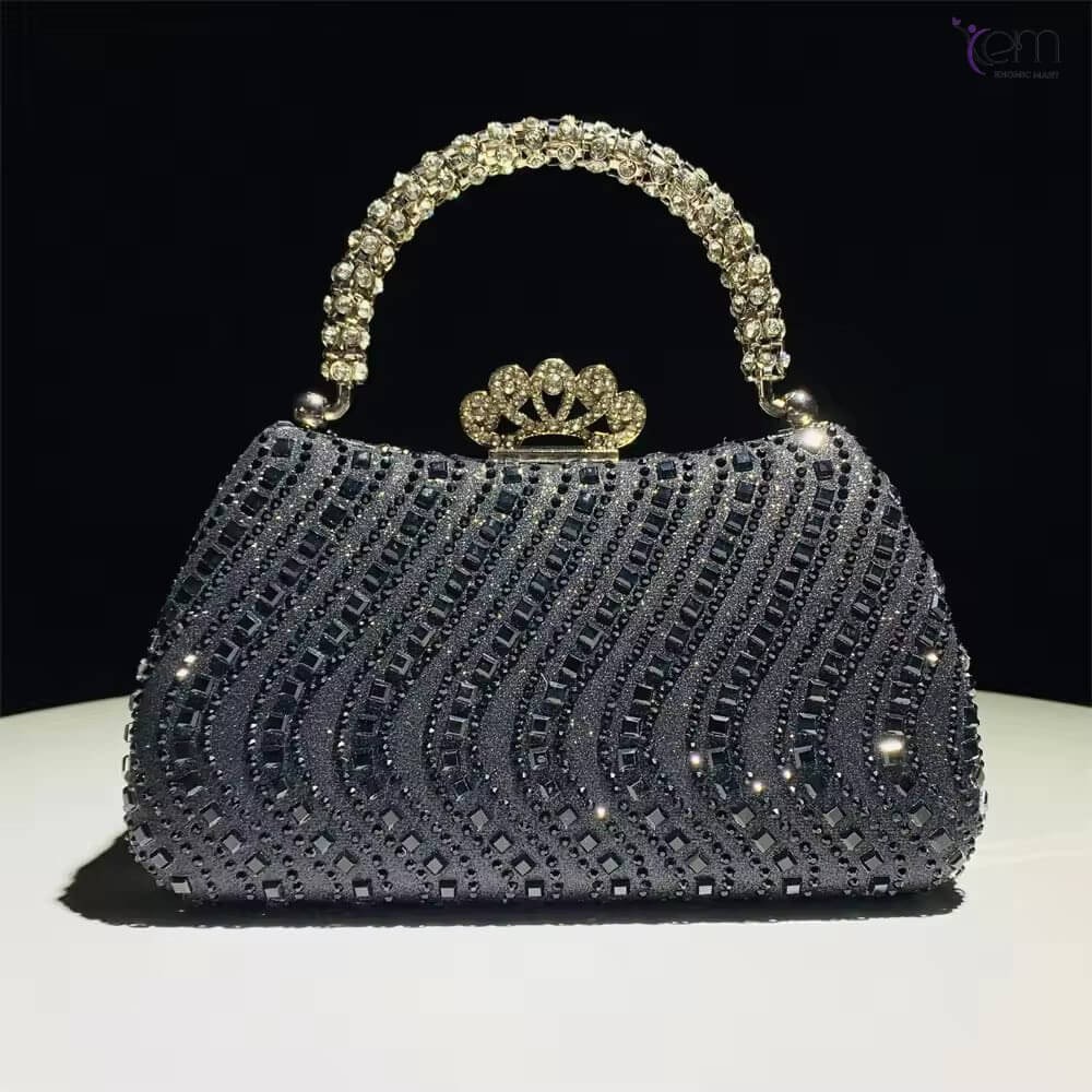 New Cross Border Wave Diamond Handheld Evening Bag