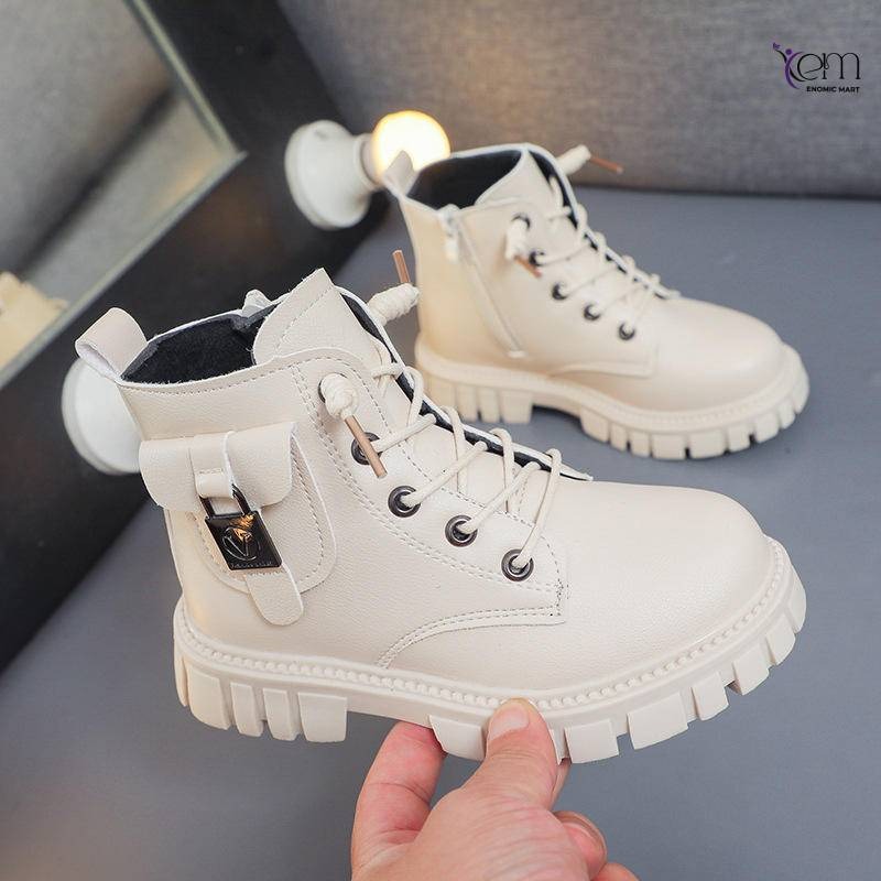 Unisex British Style Short Boots for Kids Autumn and Winter thumbnail 3