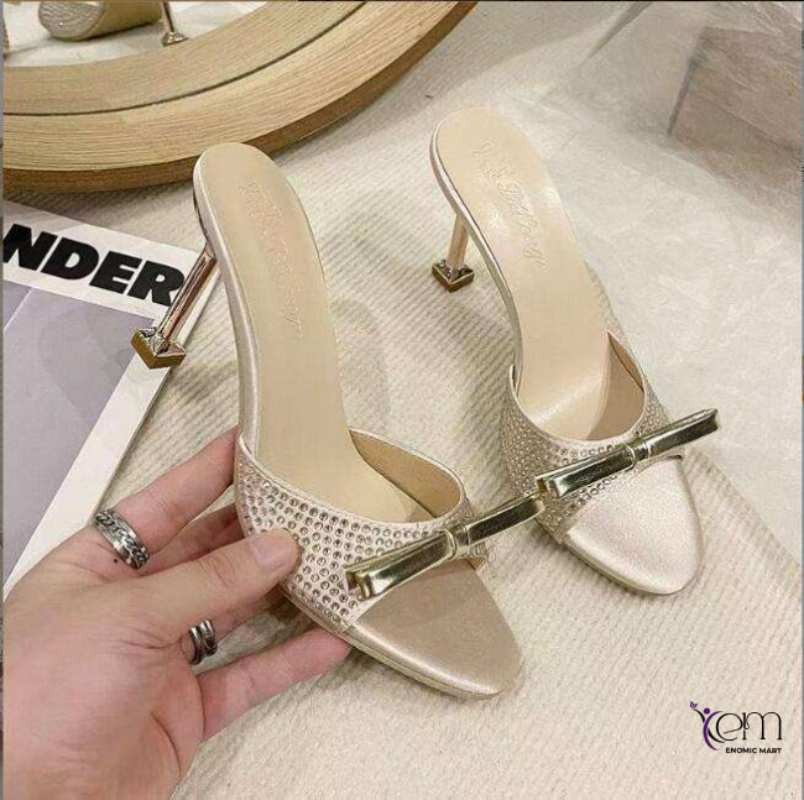 Summer Bow Rhinestone High Heels Sandals