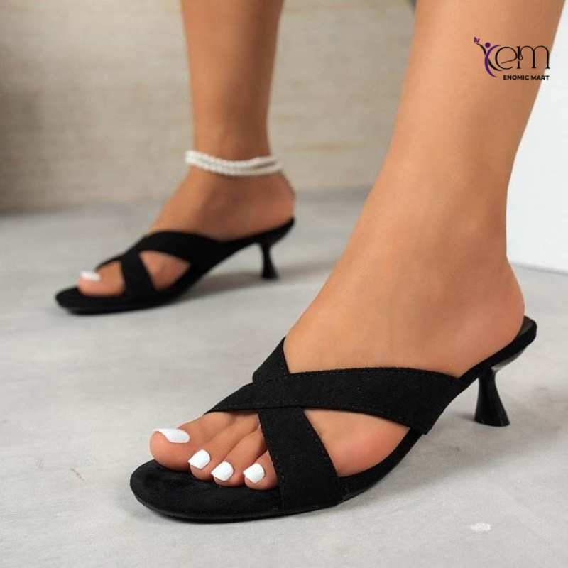 Hot Summer Cross Strap Suede Plus Size Sexy High Heels thumbnail 2