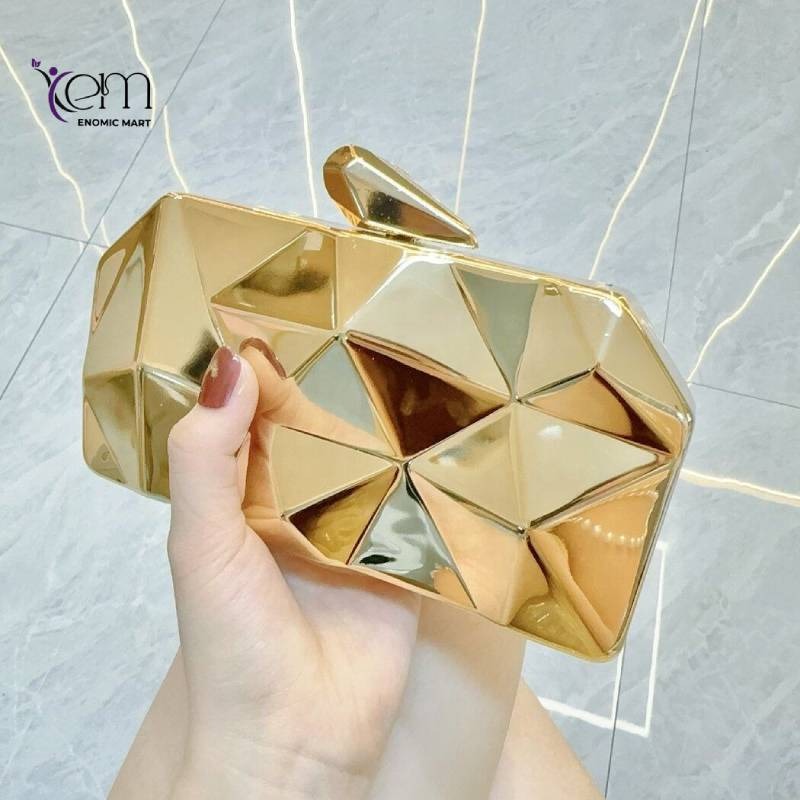 Gold Evening Bag Geometric Acrylic Clutch Purse Women