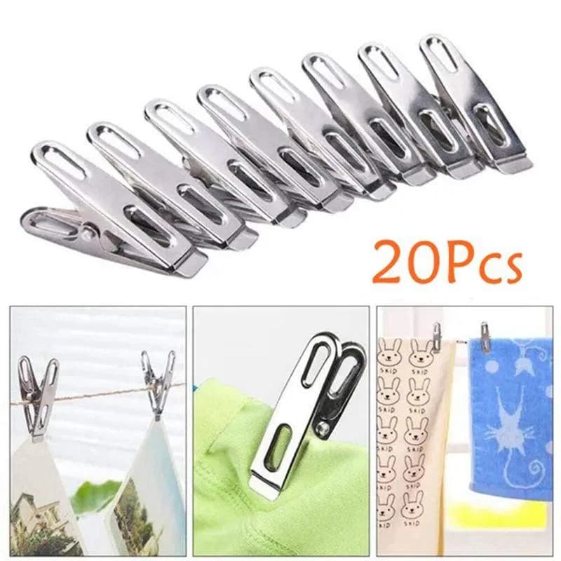 Stainless Steel Cloth Clips 20 Pcs – Strong Laundry Clips for Drying Clothes thumbnail 3