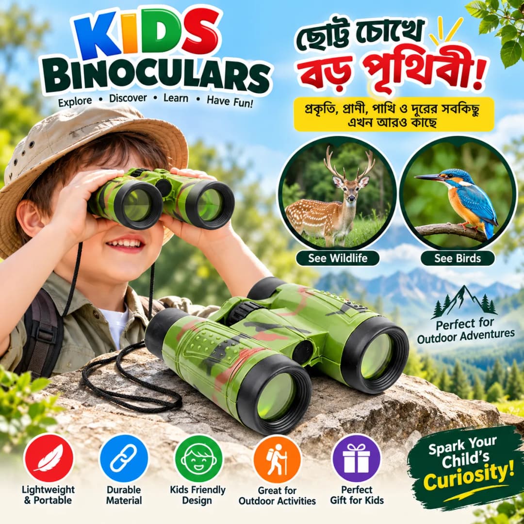 Kids Binoculars Toy, Bird Watching & Outdoor Play, Birthday Gift Boys Girls Durbin Telescope