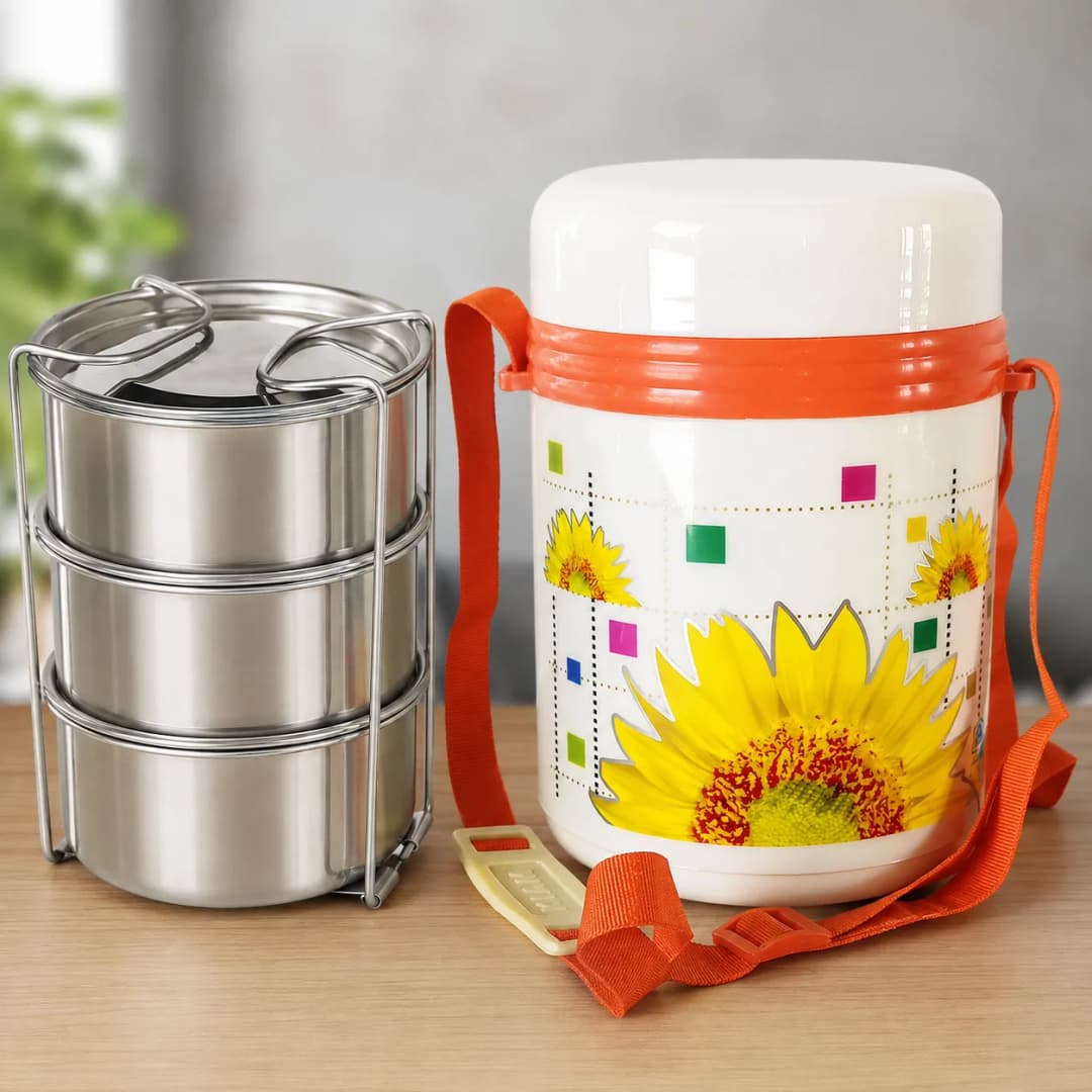 Kiam 3 Bati Lunch Pot, Kiam Monalisa Tiffin Carrier Lunch Pot 3 Bati