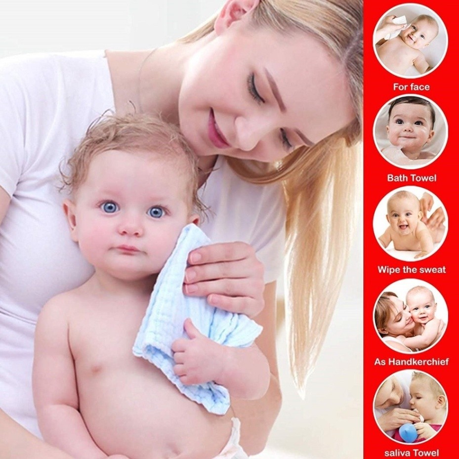 Newborn Baby Towel Set 8pcs Soft Cotton | Baby Face Towel Napkin Handkerchief Set thumbnail 4